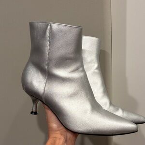 Rachel Zoe Metallic Silver Heeled Boots